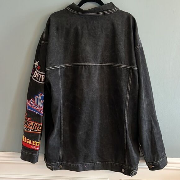 Men’s Regal Wear 2XL Vintage NBA Basketball black denim jean jacket ~ RARE! - Picture 10 of 14
